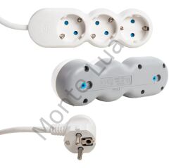 VEA, 3lü 1.5 Metre Grup Priz Uzatma Kablosu, Çocuk Korumalı, Topraklı Priz - 3500 Watt, 10 Amper, Beyaz Renk (1,5 metre)
