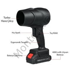 48 Volt 4000mAh Mini Jet Turbo Hava Üfleyici Fan, Yüksek Güçlü, Toz Üfleyici, Güçlü Üfleyici,