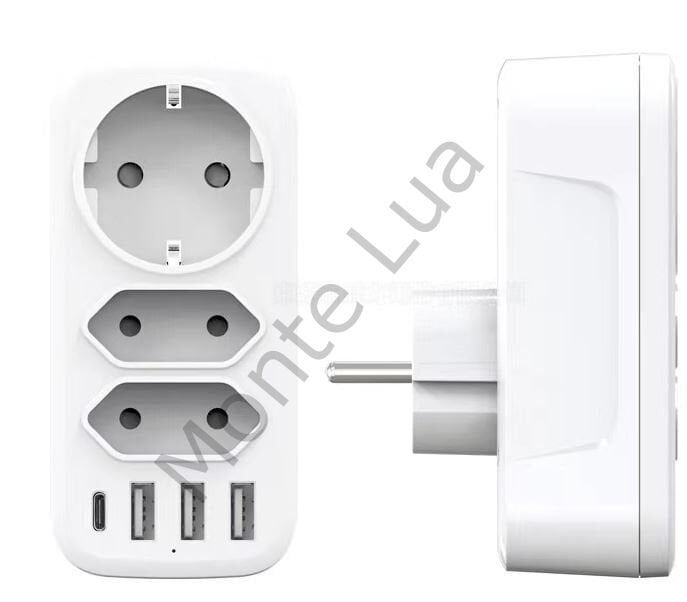 7'si 1 arada çoklu priz, USB priz, Type-C + 3 Usb'li Çoklu Priz,