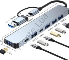Type-C 7in1 Usb 3.0 Hub, USB/Type-c To USB A, USB C Macbook uyumlu Çevirici,