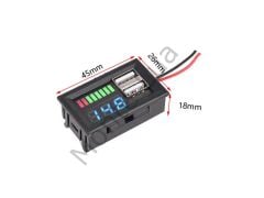 IC278C, Dijital Voltmetre, USB Çıkışlı Akü Göstergeli, DC 12Volt Aküler İçin,