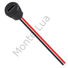 15 Adet, USB-C Konnektör Type-c Dişi Şasi 2 Pin, Yuvarlak Siyah,
