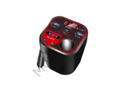 Çok Fonksiyonlu, Çakmaklık Araç İnvertörü, 2x USB 3.0, 2x Type-C Araç Priz Dönüştürücü, Hızlı Şarj,  12V/24V 220V – 200 Watt
