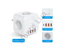 3 SOKETLİ 3XUSB+TYPE-C AKIM KORUMALI PRİZ, 7 in 1 Priz,