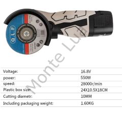 16.8 V, 2A Akülü Mini Avuç Taşlama Makinesi, Çantalı, 2 Batarya, 4 Disk,