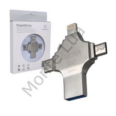 4 in1 Metal 32 GB Flash Bellek (USB - Type-C - Micro USB - Lightning)