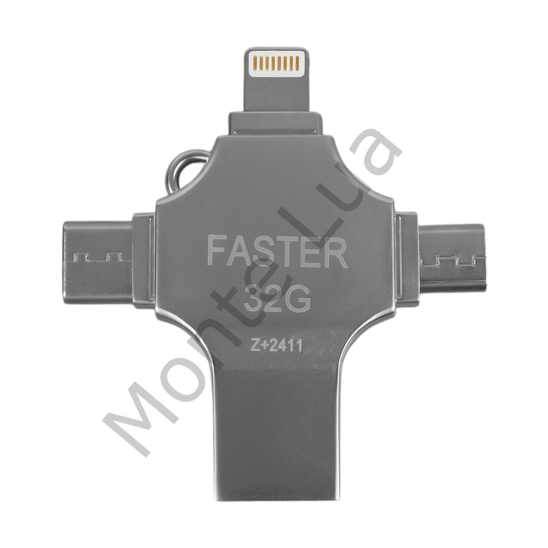 4 in1 Metal 32 GB Flash Bellek (USB - Type-C - Micro USB - Lightning)