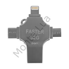 4 in1 Metal 32 GB Flash Bellek (USB - Type-C - Micro USB - Lightning)