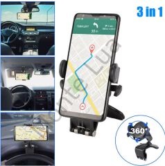 Gösterge Üstüne Takılan Telefon Tutacağı, 360 Dönebilen, Kıskaçlı Güçlü Telefon Tutucu Tutacağı,