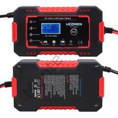 12 Volt 6 Amper Led Göstergeli Akü Şarj Cihazı, Jel Asitli Sulu Kuru Kurşun Akülere Uygun, Takviye Yapamamaktadır, Kırmızı, Ucomen,