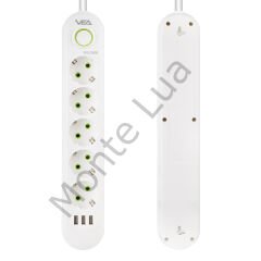 Akım Korumalı Priz, 5'li Çoklu Priz, 3 Usb, 1.5 Mt Kablo, Anahtarlı Grup Priz, Usb Li Priz, Isıya Dayanıklı, 3000 Watt Gücünde