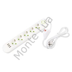 Akım Korumalı Priz, 5'li Çoklu Priz, 3 Usb, 1.5 Mt Kablo, Anahtarlı Grup Priz, Usb Li Priz, Isıya Dayanıklı, 3000 Watt Gücünde