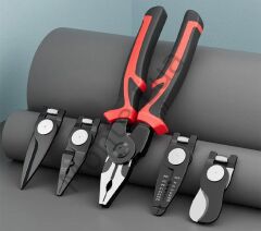 Çok Uçlu Pense, 5in1 Çok Fonksiyonlu Değiştirilebilir Kafa Pense Seti Çelik Tel Pense Mengene Sıyırma Pense Seti Elektrikçi için Çok amaçlı Elektronik Bakım Aletleri