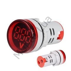 intercom AD22-22V-DC 22MM Kırmızı Mini Yuvarlak Dijital DC Volt Ölçer