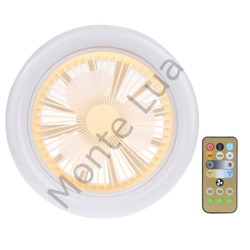 Ledli Lambalı Tavan Vantilatörü, 30 Watt, Uzaktan Kumandalı, 3 Kanat, E27, Aromaterapi Fan Işığı