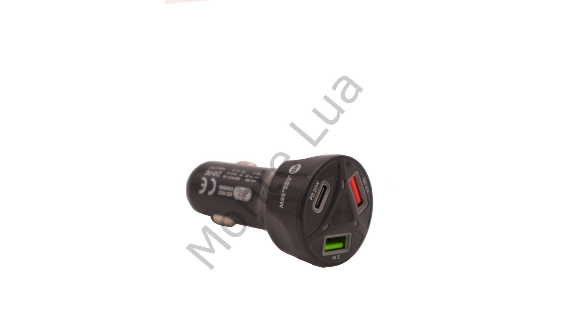 3 Çıkışlı, 2 USB,1 PD Hızlı Çakmaklık Şarj Seti, 55W, Type-c, Siyah