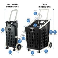 Sağlam Katlanır, 4 Tekerlekli, Market Alışveriş Arabası, Büyük Kapasiteli, 75 Litre Hacim,