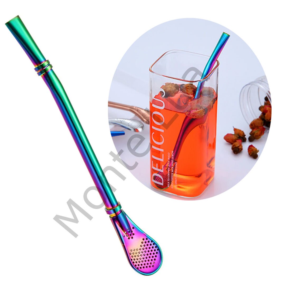 1 adet, pipet çelik süzgeçli kaşığı, tekrar kullanılabilir paslanmaz çelik pipet, 2'si 1 arada metal kaşık pipet, çay filtresi, metal pipet,