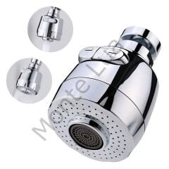 2 Fonksiyonlu Mutfak Lavabo Başlığı, 360 Derece Dönen, Tasarruflu, Musluk Başlığı, Krom,