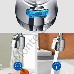 2 Fonksiyonlu Mutfak Lavabo Başlığı, 360 Derece Dönen, Tasarruflu, Musluk Başlığı, Krom,