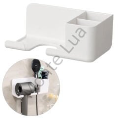 Banyo Rafı, Sabunluk, Diş Fırçası, Saç Kurutma Makinesi Standı, Pratik Depolama Çözümü,