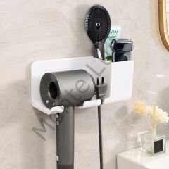 Banyo Rafı, Sabunluk, Diş Fırçası, Saç Kurutma Makinesi Standı, Pratik Depolama Çözümü,