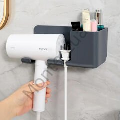 Banyo Rafı, Sabunluk, Diş Fırçası, Saç Kurutma Makinesi Standı, Pratik Depolama Çözümü,