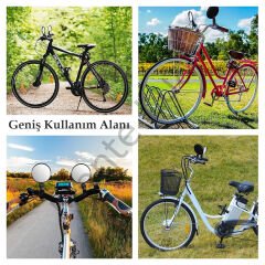 Elektrikli Scooter Bisiklet Dikiz Aynası, Tüm Bisikletlerle uyumlu, 8 cm Çap, Gidon Kelepçesi, 360 Derece, 2 Adet,
