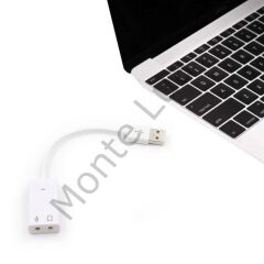 USB Kablolu Ses Kartı 7.1 Sound Çevirici Dönüştürücü, 3.5mm jak girişli,