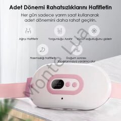 Regl Dönemi Karın Bel Sıcak Isıtma Titreşim Masaj Yastığı Cihazı Kramp Ağrı Kesici 3 Kademeli