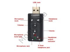 7.1 USB Stereo Ses Adaptörü , Harici Ses Kartı, PC ve Dizüstü Bilgisayar için 3D USB Ses Adaptörü,