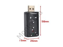 7.1 USB Stereo Ses Adaptörü , Harici Ses Kartı, PC ve Dizüstü Bilgisayar için 3D USB Ses Adaptörü,