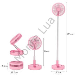 Katlanabilir Yükseltilebilir Taşınabilir Fan Vantilatör (4 Farklı Mod), Pembe, 97,5cm kadar uzayabilir,