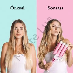 Triple Su Dalgası, Profesyonel Saç Şekillendirici Maşası, 30 sn ısınma, 160°C - 200°C Isınma, 360° Dönen Kablolu, 24 Saate Kadar Etkili Saçlar, Premio T-0042,