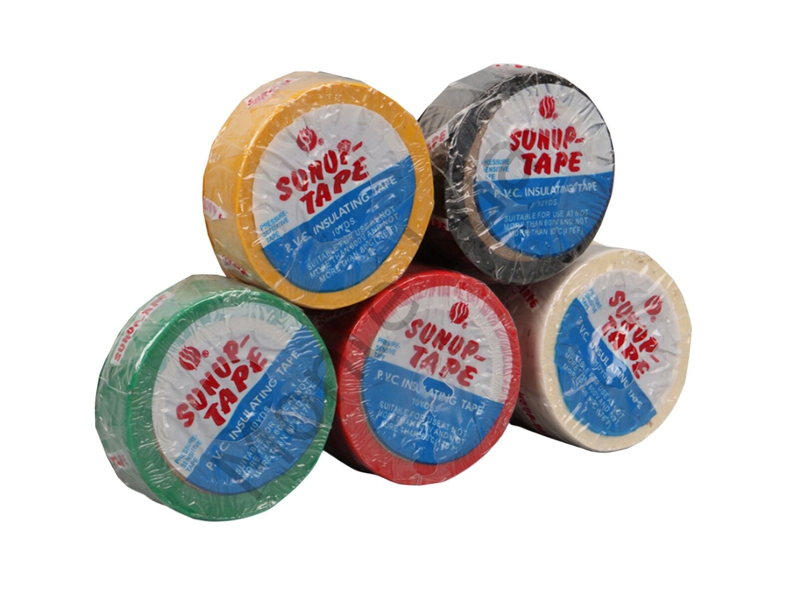 5 Adet Elektrik Bandı, Pvc İzole Bant, 0.13x18mm, 10 Metre (Renkli), 600 V, 80 Derece,