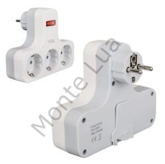 1 Anahtarlı 3 lü Grup Priz, 16A 3500 Watt,