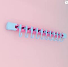 Yapışkanlı Portatif, Mobilya, Duvar, Dolap, Banyo Organizer Askılık, 10 Kancalı, 30 cm,