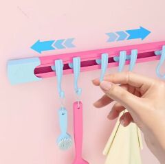 Yapışkanlı Portatif, Mobilya, Duvar, Dolap, Banyo Organizer Askılık, 10 Kancalı, 30 cm,