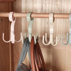 4 Adet, Çok Amaçlı Yuvarlak Askı Kancası, 360 Derece Döndürülebilir, 4 Kollu,