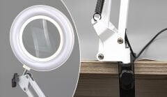 Akrobat Hareketli, 3 Diopter, Büyüteçli Led Işıklı Masa Çalışma Lambası, Mengeneli, Katlanabilir,