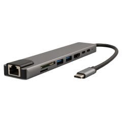 RACA, Type-C 8in1 HDMI Çok Fonksiyonlu USB 3.0, Dock Station, Tf-t, SD, Usb2.0, HDMI, Usb-C, PD, RJ45,