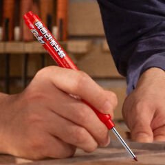 Kırmızı, 45 Mm, Uzun İnce Uçlu, Metal Ahşap Beton Yüzey İşaretleme Kalemi,