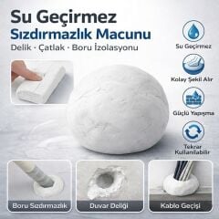 2 Adet, Profesyonel 50 Gr. Su Geçirmez Sızdırmazlık Macunu, boru, duvar, kablo, çatlak