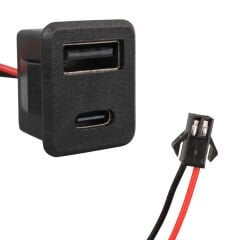 Pano Tip Kare Type-C + USB Şarj Soketi Bağlantı Modülü