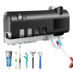 Otomatik Diş Macunu Sıkıcı, UV Sterilizasyonlu, Çoklu Fırça Tutucu, (Şarjlı ve Solarlı), Kurulumu Kolay, Multi Fonksiyonel, Dekoratif