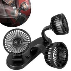 Araç İçi Vantilatör Fanı, 12 Volt Çakmaklık Girişli, Usb Dönüştürme Kitli, 3 Başlıklı 360 Derece,
