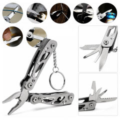 Paslanmaz Çelik Katlanabilir Çok Fonksiyonlu Pense Multitool Anahtarlık
