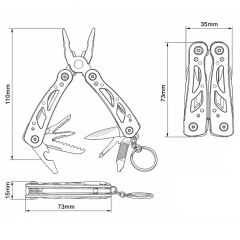Paslanmaz Çelik Katlanabilir Çok Fonksiyonlu Pense Multitool Anahtarlık